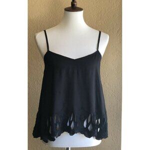Volcom Women's Black Casual Strappy Cut out And Run Cami Top